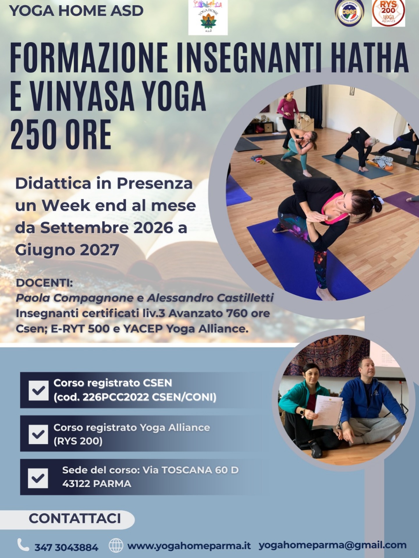 Nuovo corso insegnanti yoga primo livello a.a. 2026/2027. A conclusione del percorso sarà possibile richiedere…